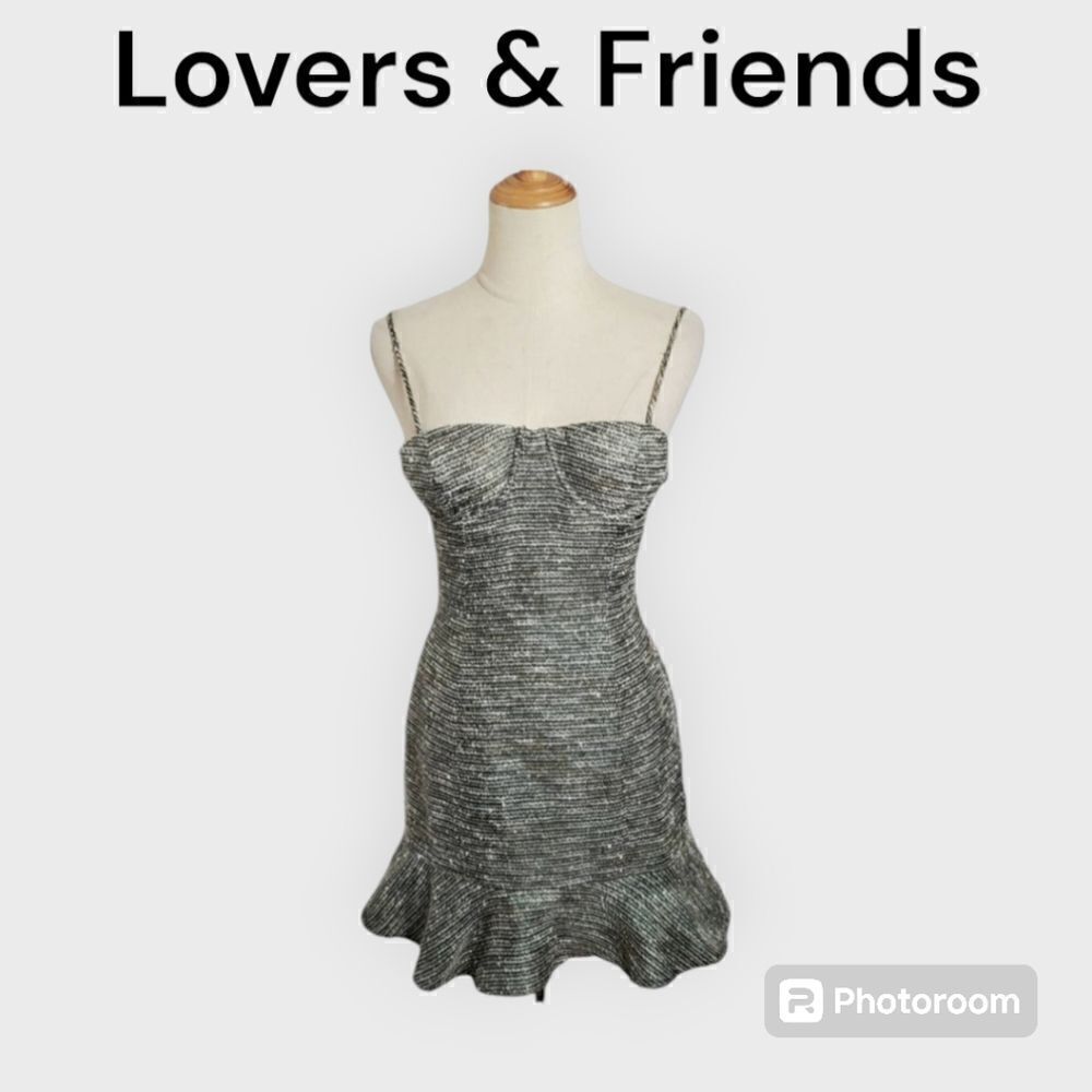 Lovers and Friends Revolve Green and White Bra Top Dress